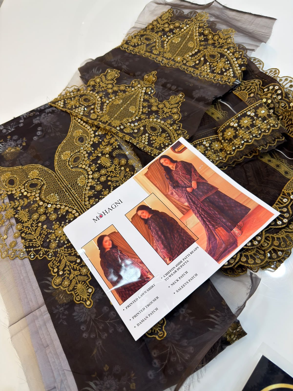 Mohagni Lawn Embroidery 3 piece Unstitched order code (AF-01)