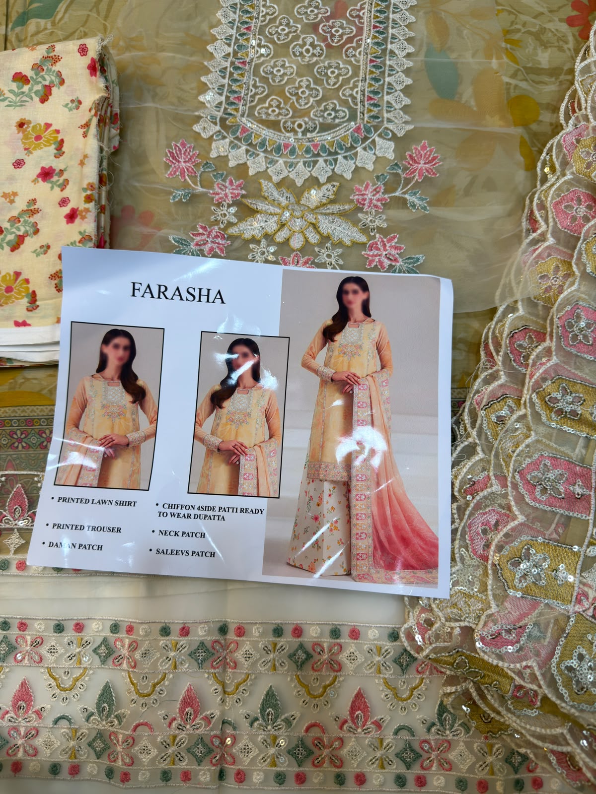 Farasha lawn Embroidery 3 piece Unstitched (Order Code: Af-13)