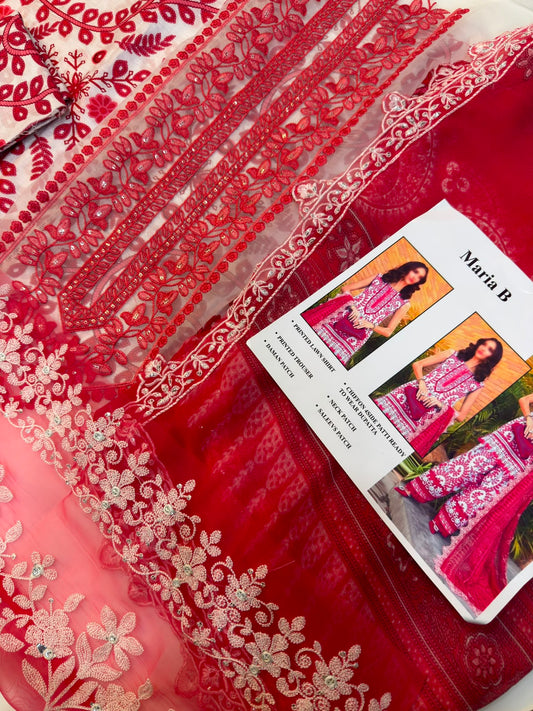 Maria B lawn Embroidery 3 piece Unstitched order code (Af-16)