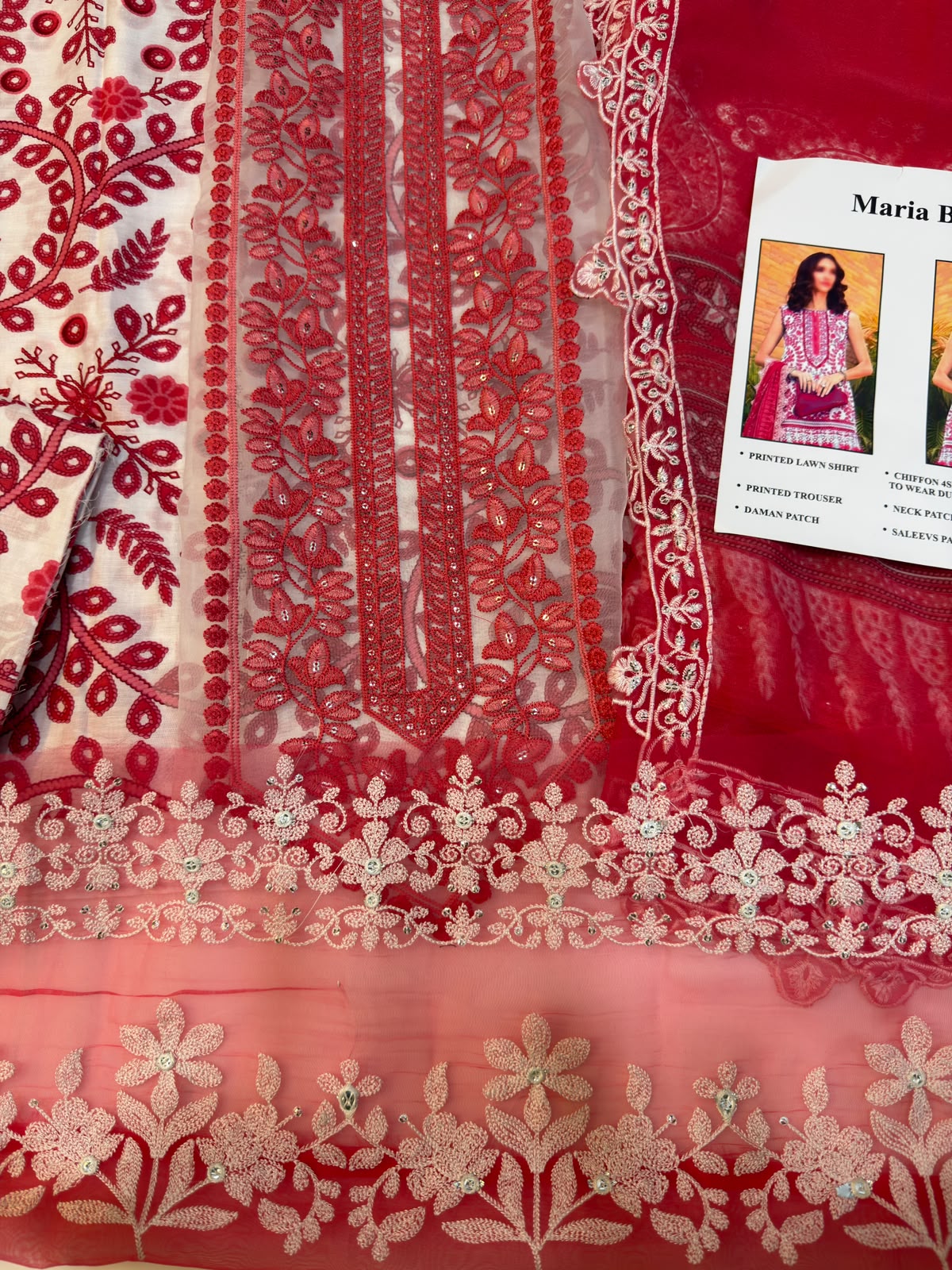 Maria B lawn Embroidery 3 piece Unstitched order code (Af-16)