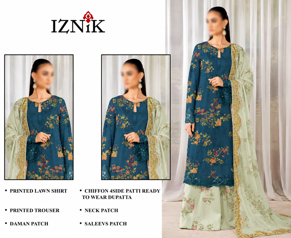 Mohagni lawn Embroidery 3 piece Unstitched (Order Code: Af-30)