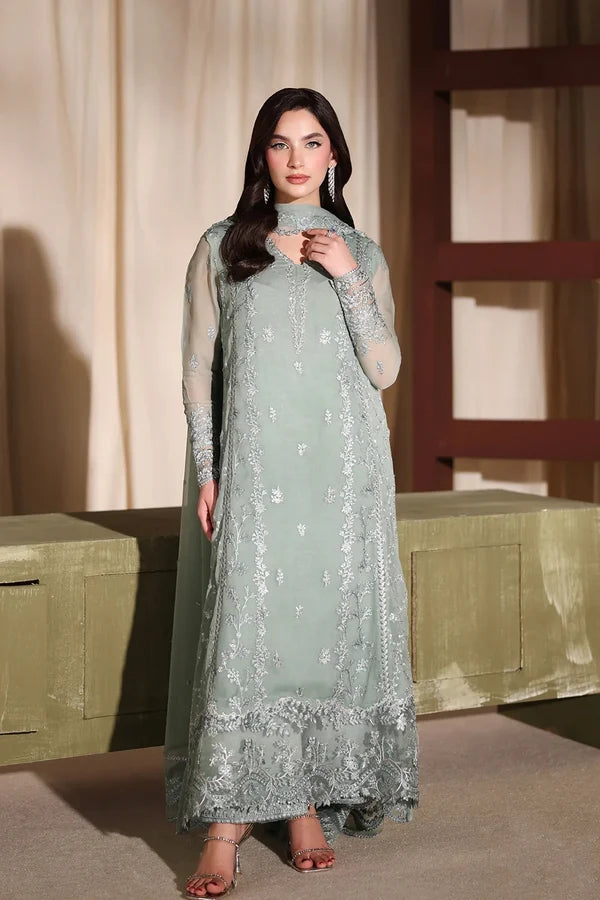 Azure Luxury Embroidered Chiffon Unstitched 3Pc Suit