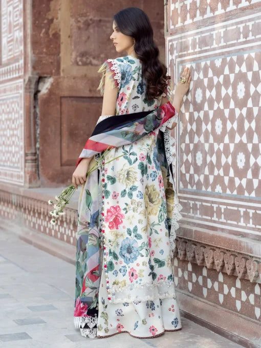 Bin Ilyas Multi Printed Lawn Chikankari Shirt with Embroidered Dupatta