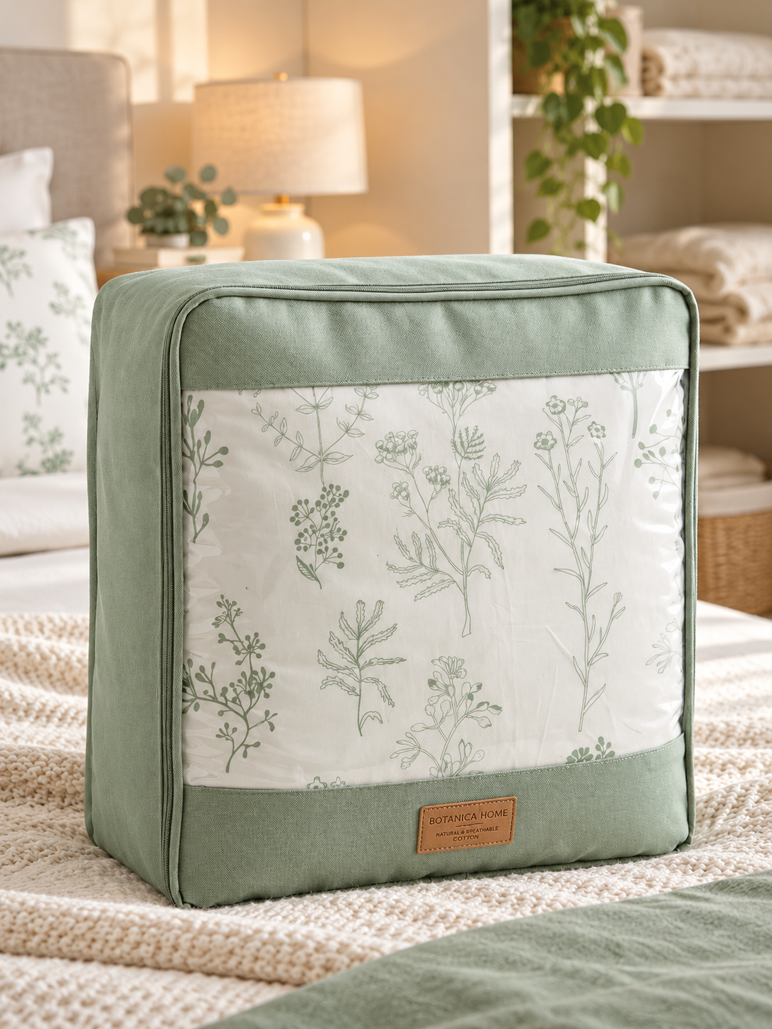 Ivory Botanical Print Comforter Set | A.F Designer
