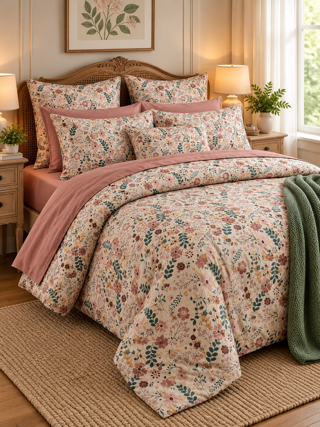Floral Printed Bedsheet Set – Elegant Multicolor Bedding