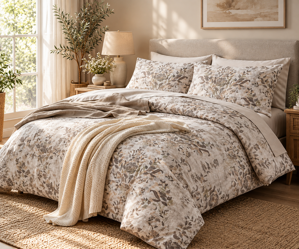 Ideas King Size FITTED Bedsheet with 2 Pillow Covers