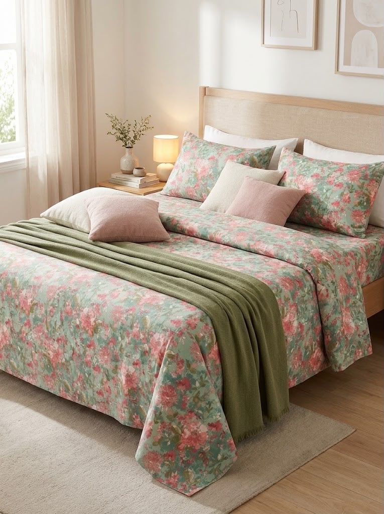 Ideas Blush Garden Floral Bedsheet | A.F Designer