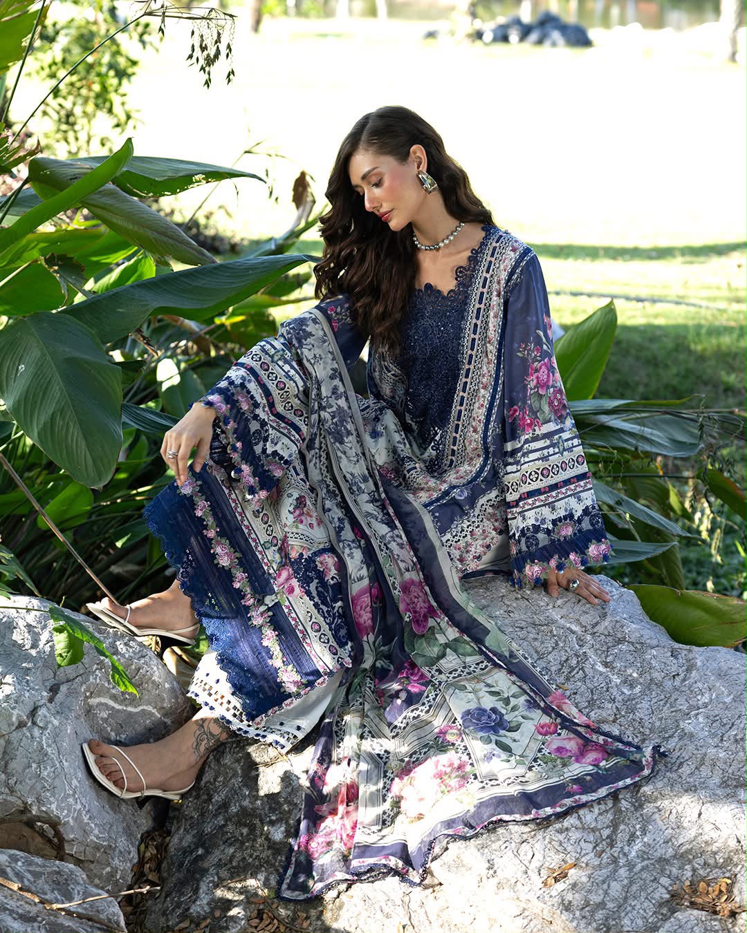 Elaf Blue Luxury Lawn 3 Piece Unstitched