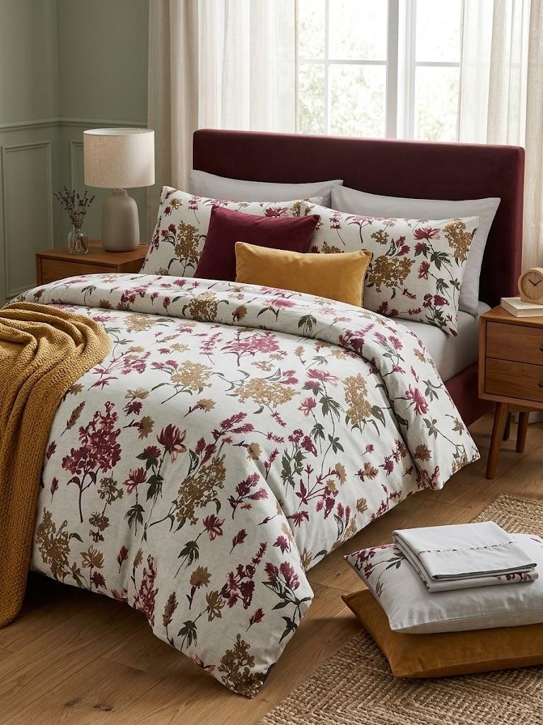 Botanical Floral King Size Bedsheet with 2 Pillow Covers