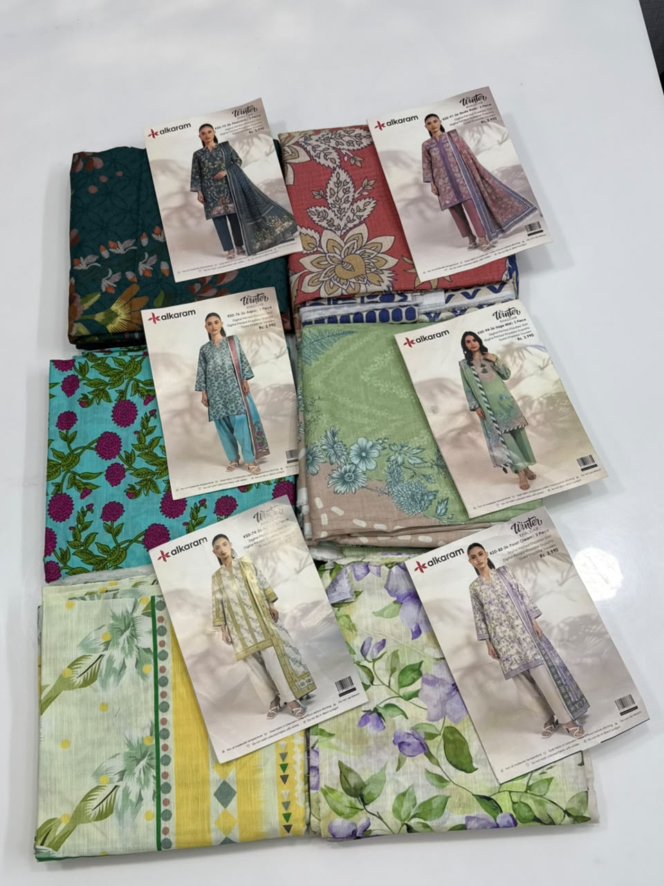 Al Karam Khadder 3 Piece Unstitched Suit| Bundle of 6