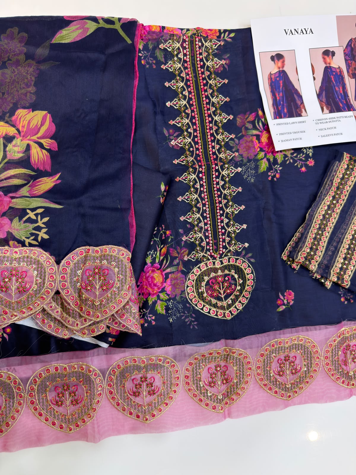 Vanaya lawn Embroidery 3 piece Unstitched (Order Code: Af-14)