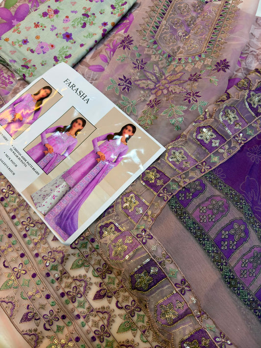 Farasha lawn Embroidery 3 piece Unstitched (Order Code: Af-12)