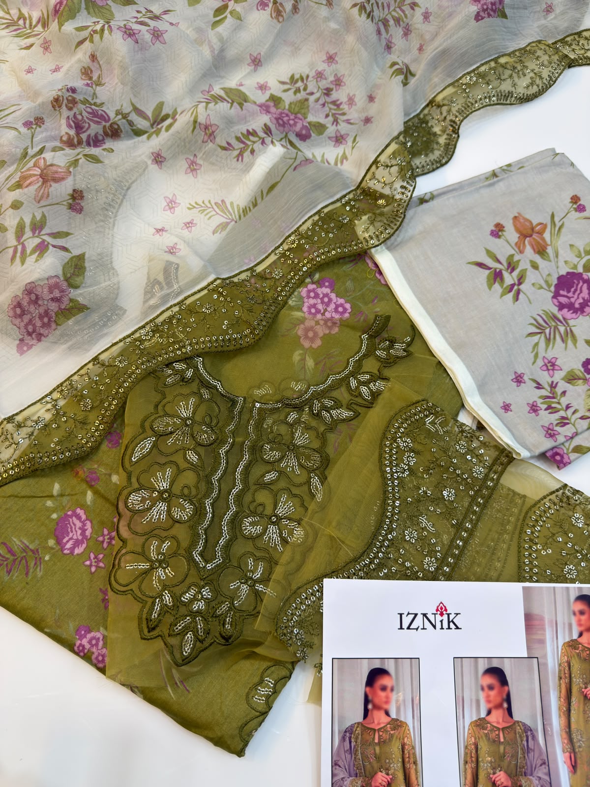 Iznik lawn Embroidery 3 piece Unstitched (Order Code: Af-31)