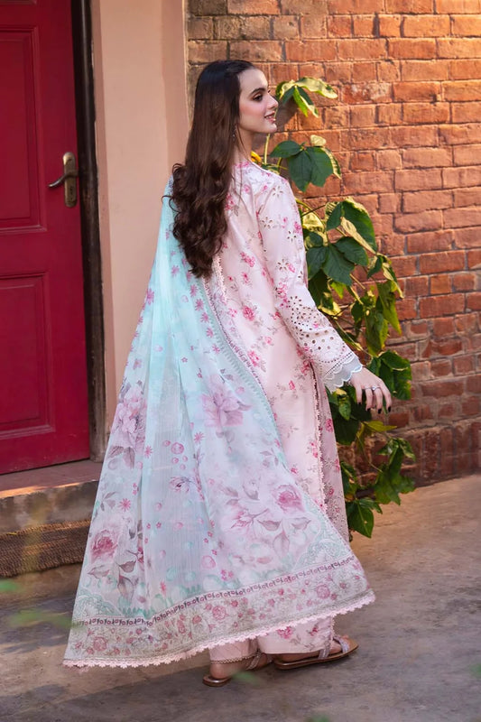 Neeshay Pink Luxury Printed Lawn 3-Piece Unstitched Suit