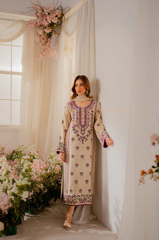 Luxury Winter Dhanak Embroidered 3-Piece Unstitched Suit