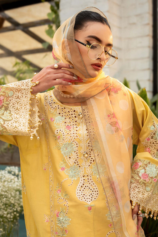 Maria B Yellow Luxury Lawn Chikankari
