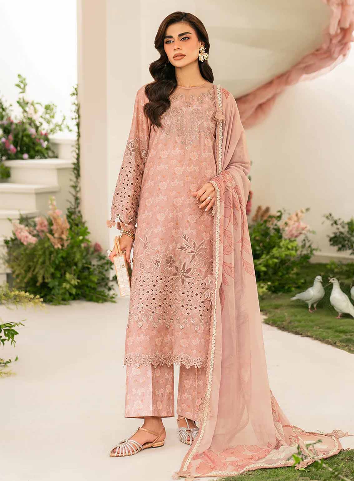Iznik lawn Embroidery piece Unstitched order code (Af-19)