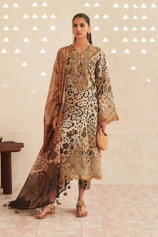 Barouqe lawn Embroidery 3 piece Unstitched order code (Af-26)
