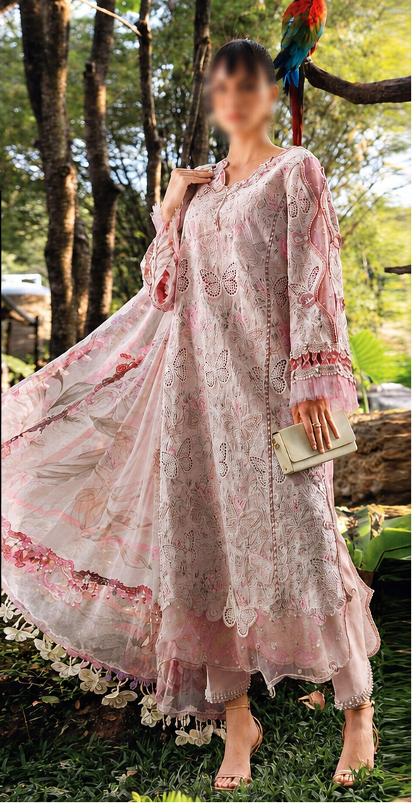 Maria B lawn Embroidery 3 piece Unstitched order code (Af-11)