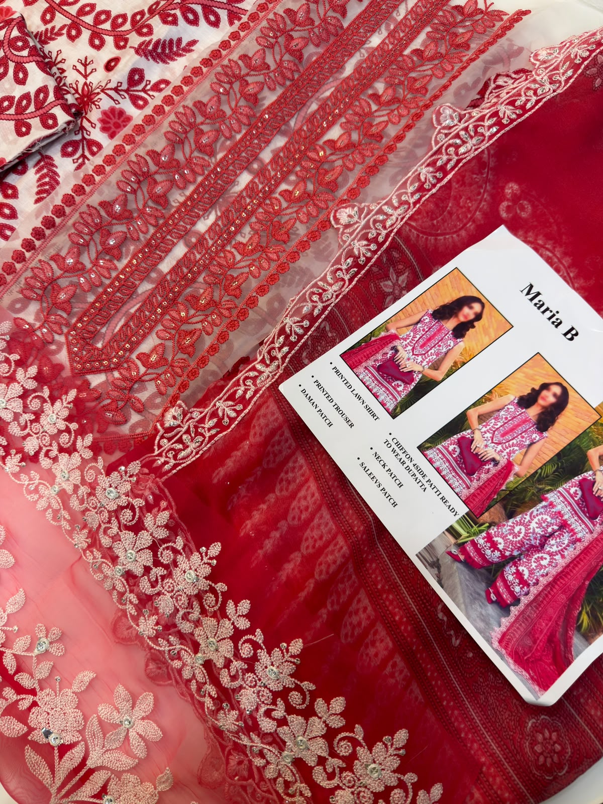 Maria B lawn Embroidery 3 piece Unstitched order code (Af-16)