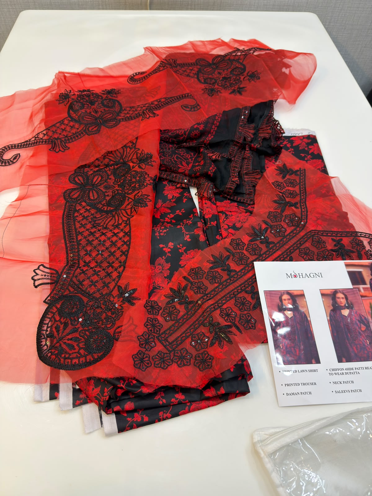 Mohagni lawn Embroidery 3 piece Unstitched order code (Af-29)