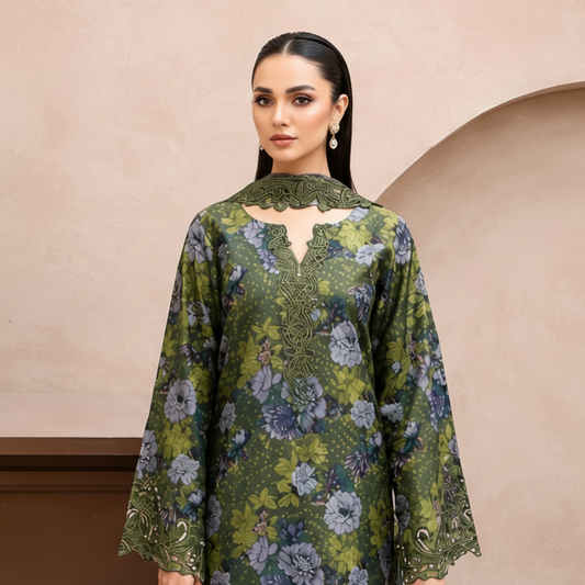 Ramsha lawn Embroidery 3 piece Unstitched order code (Af-28)
