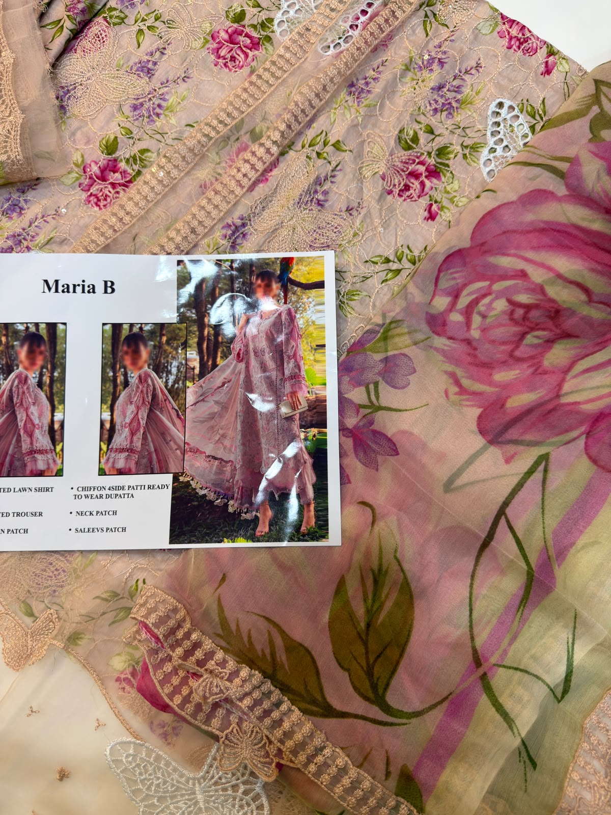 Maria B lawn Embroidery 3 piece Unstitched order code (Af-11)