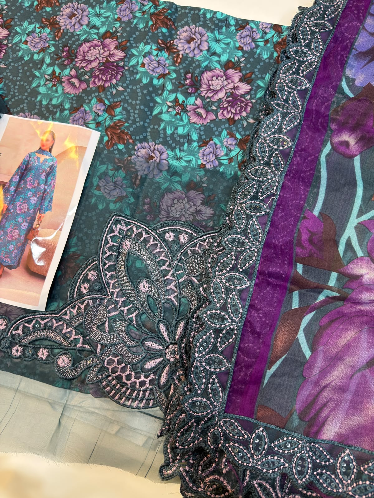 Ramsha lawn Embroiderey 3 piece Unstitched order code (Af-18)