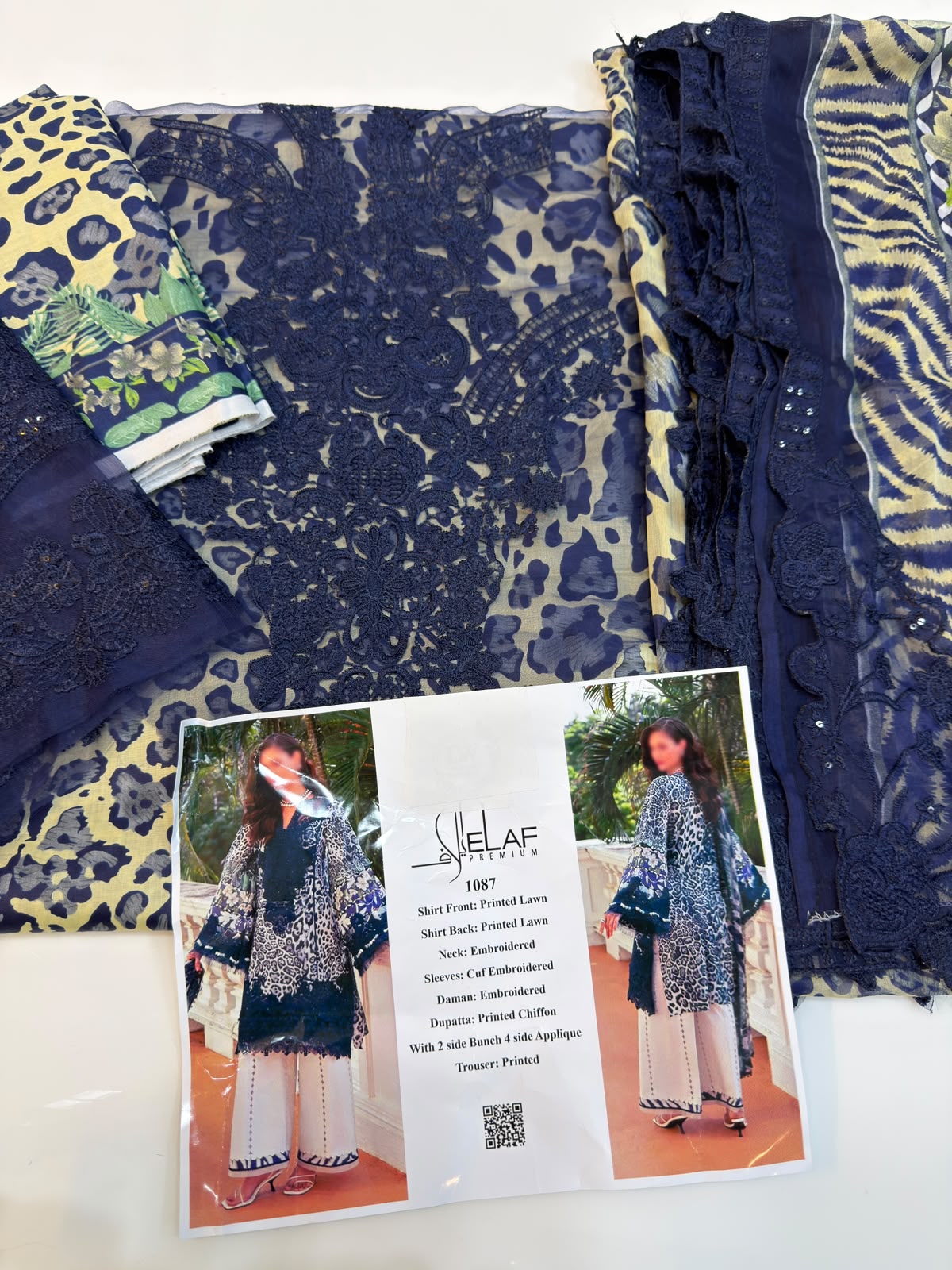 Elaf lawn Embroidery 3 Piece Unstitched (Order Code:  Af-22)