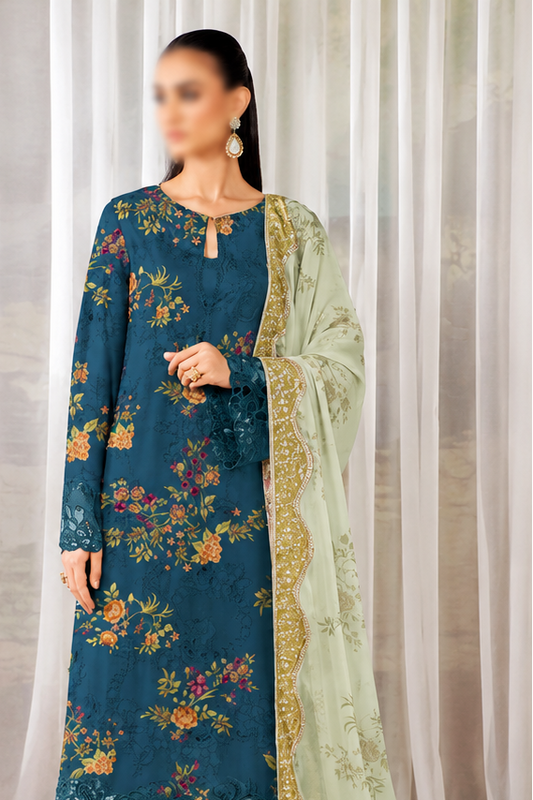 Mohagni lawn Embroidery 3 piece Unstitched (Order Code: Af-30)