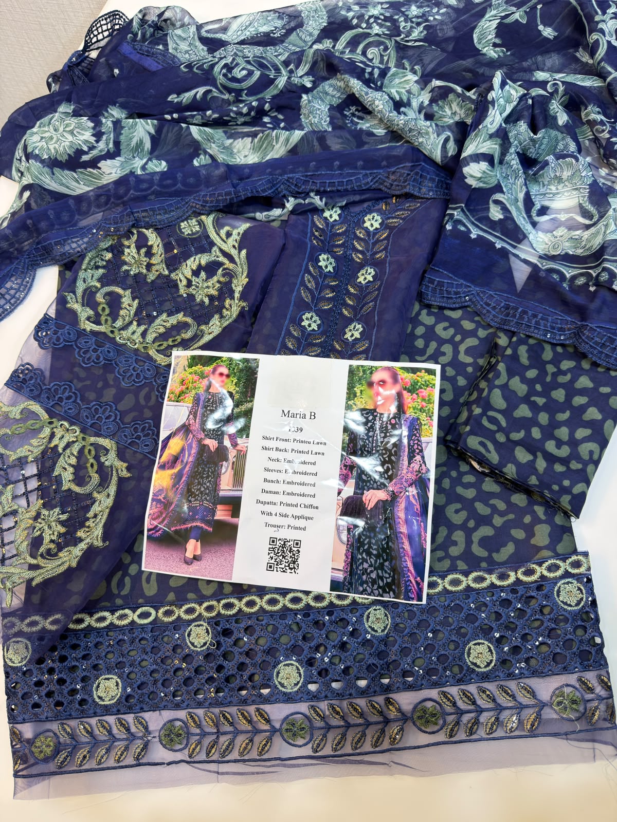 Maria B lawn Embroidery 3 piece Unstitched (Order Code: Af-23)