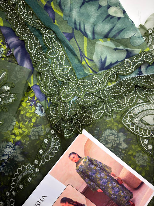 Ramsha lawn Embroidery 3 piece Unstitched order code (Af-28)