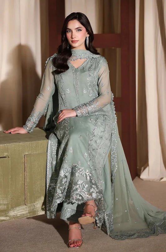Azure Luxury Embroidered Chiffon Unstitched 3Pc Suit