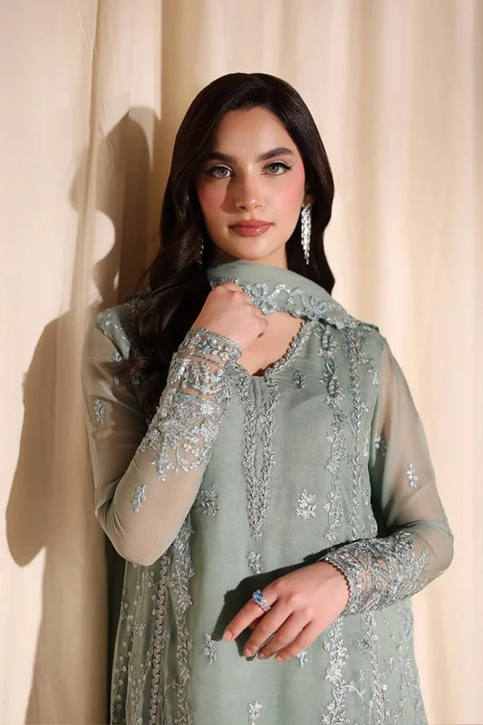 Azure Luxury Embroidered Chiffon Unstitched 3Pc Suit