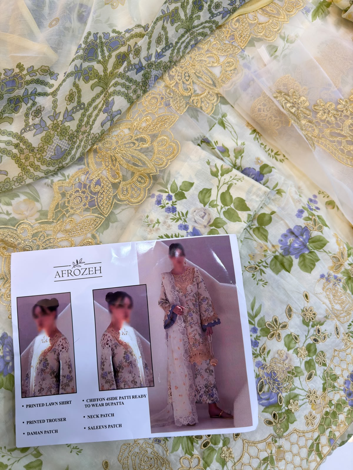 Afroze Lawn Embroidery 3 piece Unstitched (Order Code: AF-03)