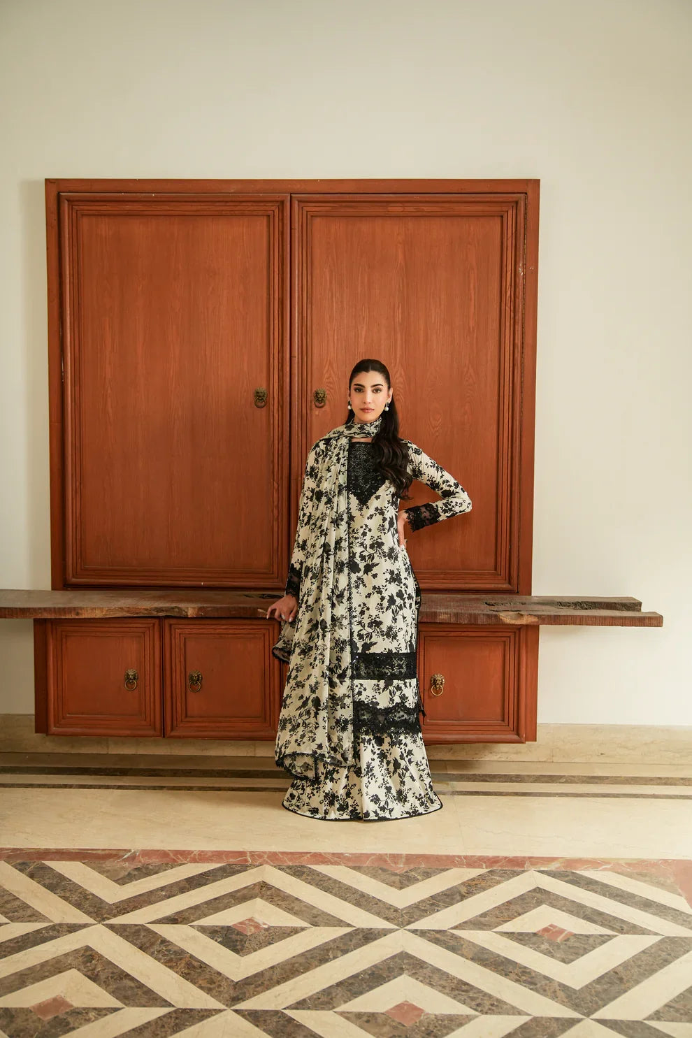 Aneela's lawn Embroidery 3 piece Unstitched (Order Code:  Af-24)