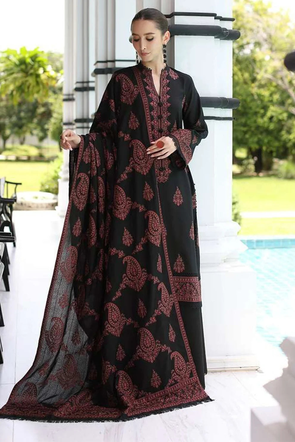 Bareeze 3-Piece Embroidered Dhanak Suit