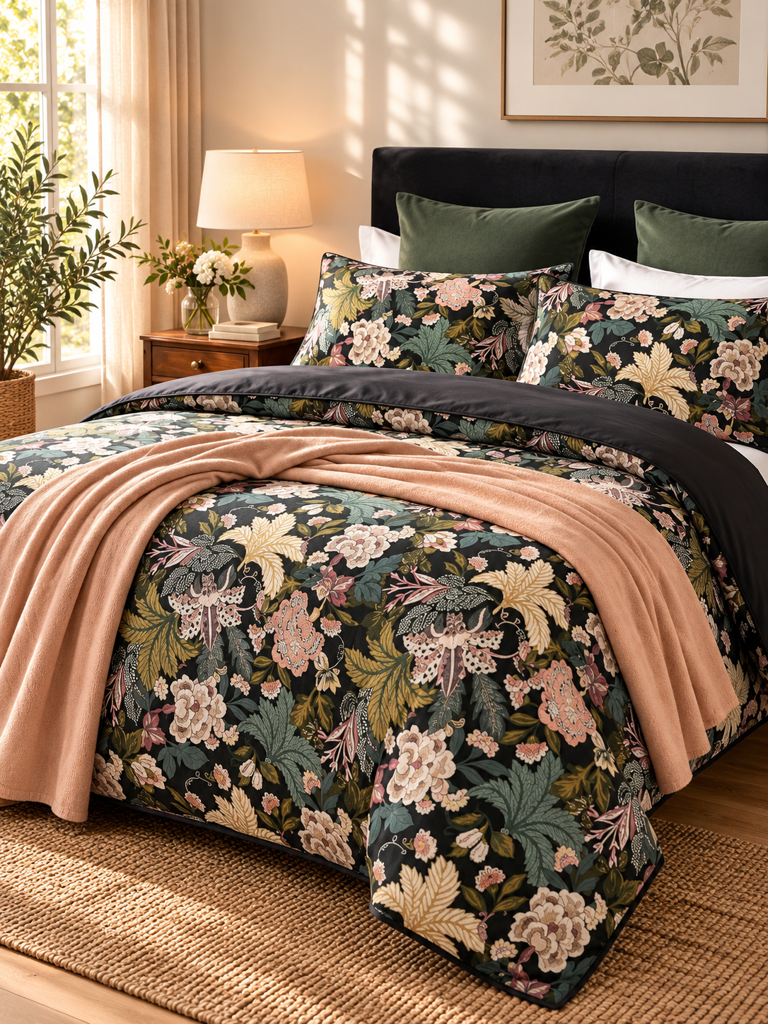 Ideas King Size Floral Fitted Bedsheet Set