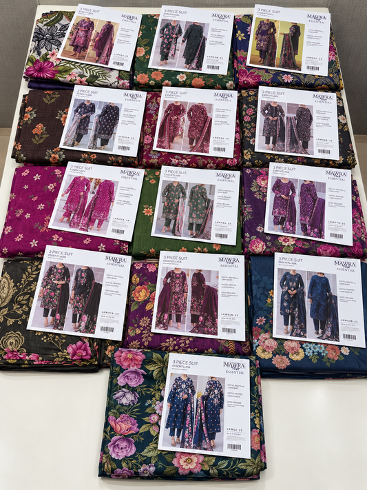 13 Piece Women’s Unstitched Suit Set | 3 Viscose & 10 Printed Khaddar Suits