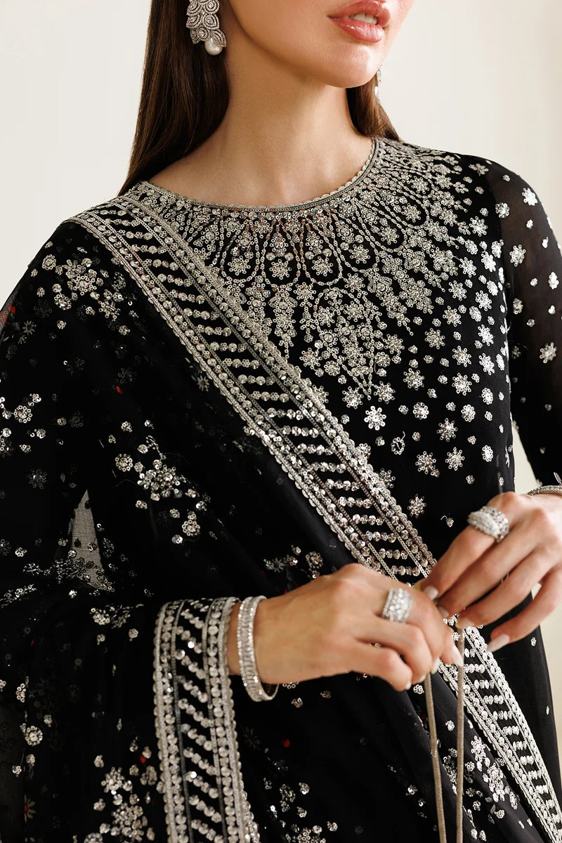 Jazmine Black Chiffon Embroidered 3 Piece Suit