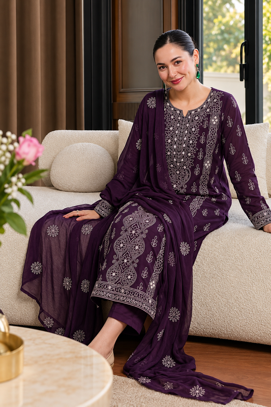 Luxury Dhanak Winter Dhanak Embroidered 3-Piece Unstitched Suit