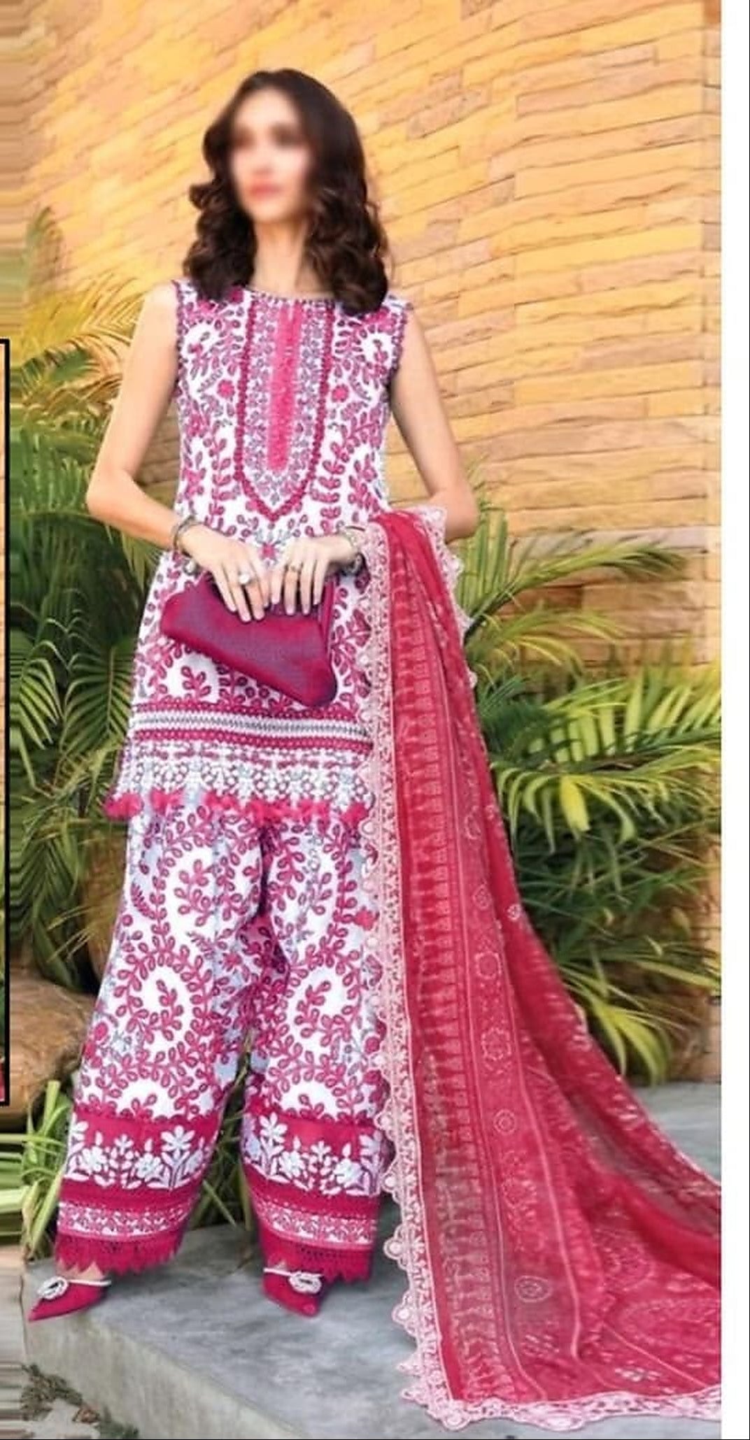 Maria B lawn Embroidery 3 piece Unstitched order code (Af-16)