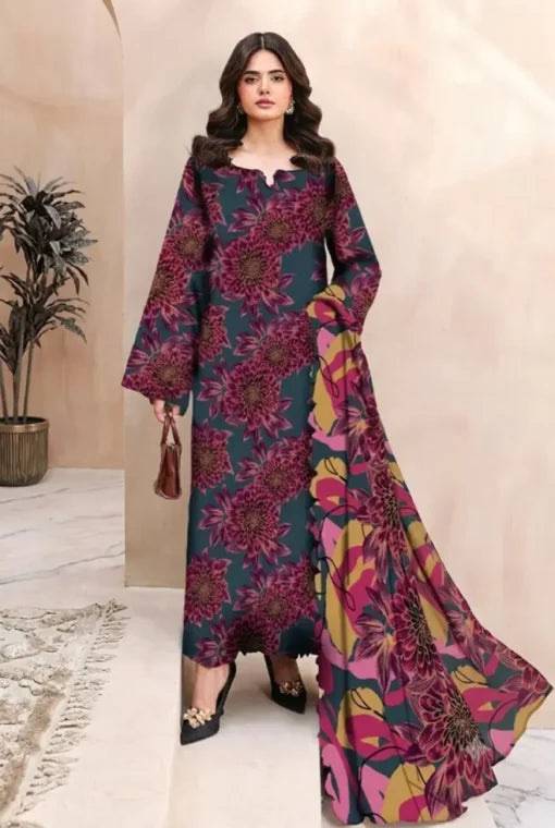 Ramsha Lawn Embroidered & Printed 3 Piece Stitched