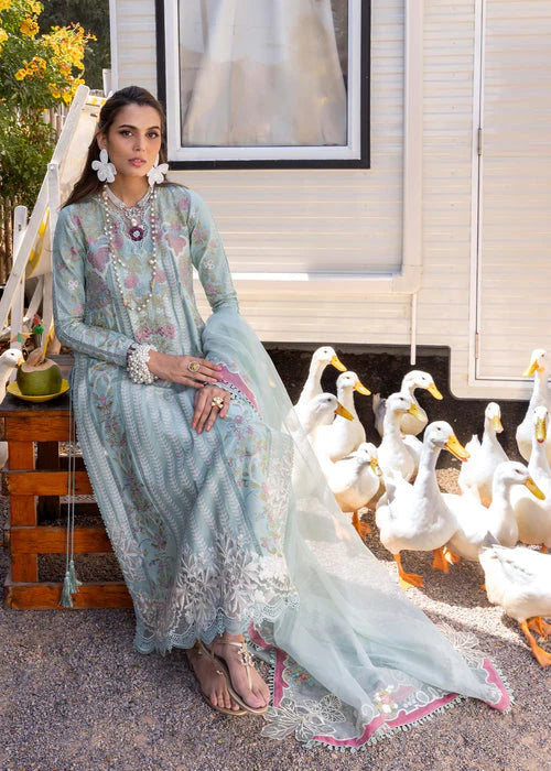 Saira Shakira Mint Green Luxury Lawn Chikankari 3-Piece Unstitched Suit