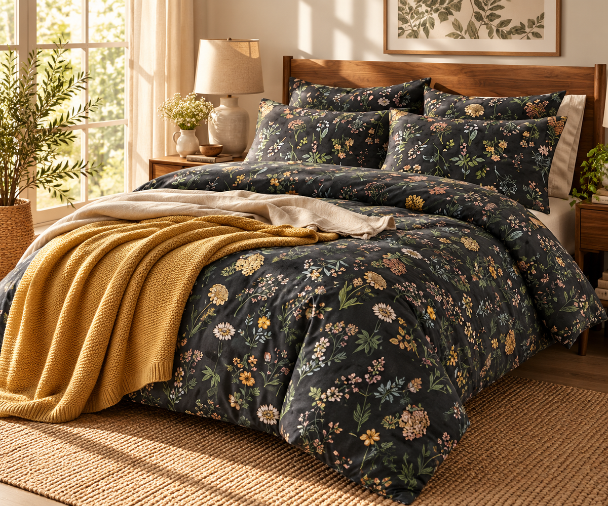 Ideas King Size Fitted Bedsheet – Cotton Floral Print | 4-Side Elastic