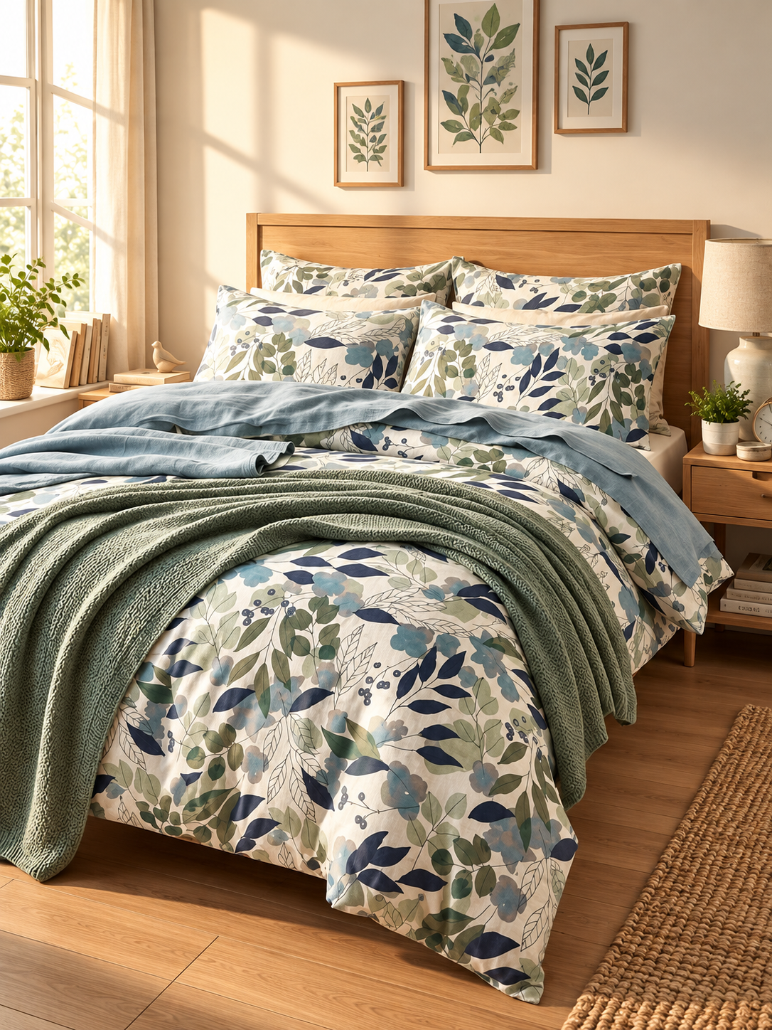 Ideas King Size Fitted Bedsheet – Floral Cotton with 2 Pillow Covers | A.F Designer