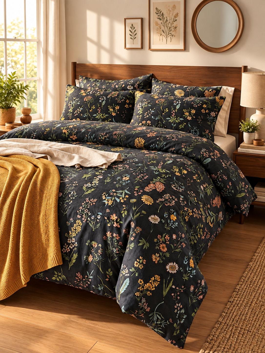 Ideas King Size Fitted Bedsheet – Cotton Floral Print | 4-Side Elastic