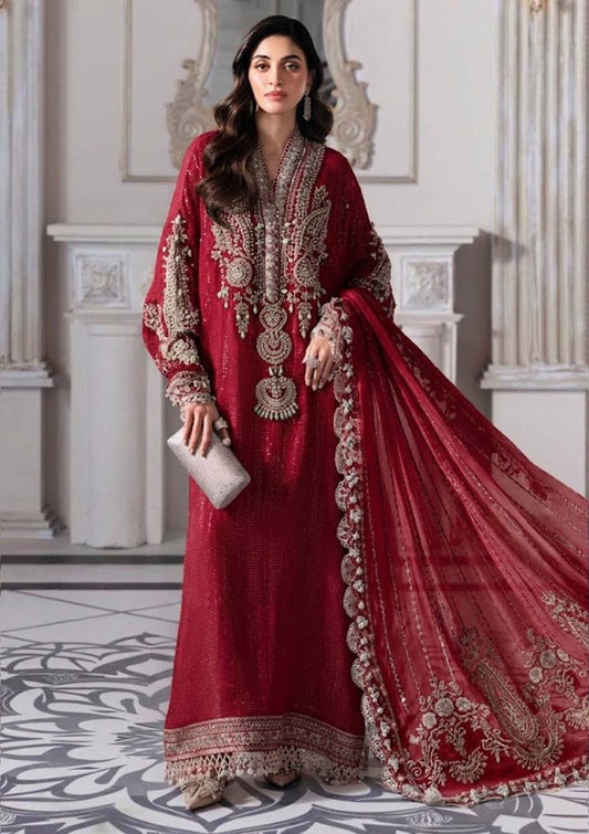 Maria B Red Luxury Chiffon Embroidered Suit
