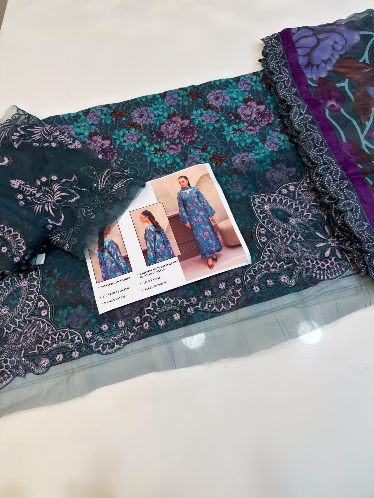 Ramsha lawn Embroiderey 3 piece Unstitched order code (Af-18)