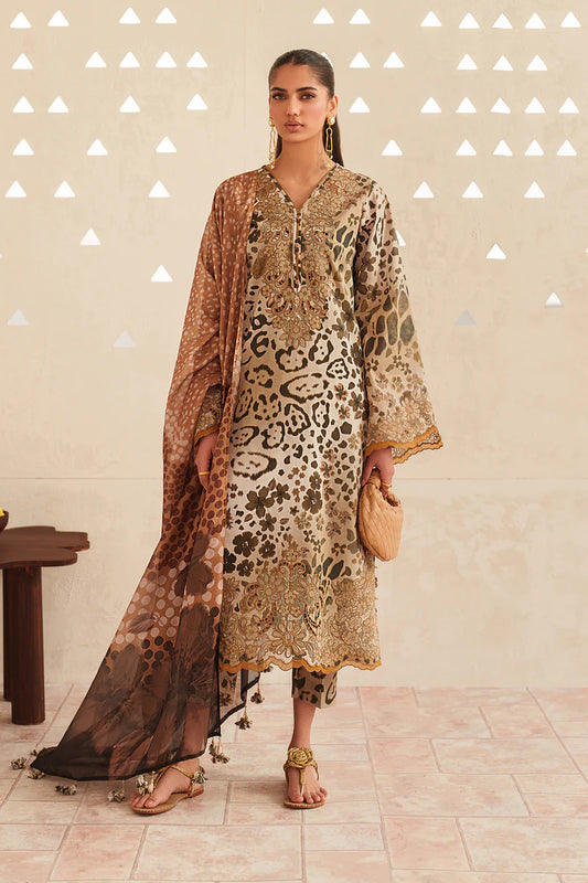 Baroque Stitched Lawn Embroidered & Printed 3 Piece Suit